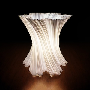 Fractal Vortex Lamp - Organische 3D-geprinte tafellamp met wit gerecycled plastic - Moderne milieuvriendelijke woondecoratie, nachtlampje