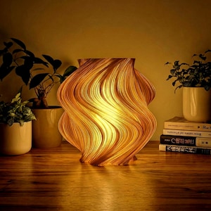 Fractal Wave Lamp - Organic 3D Printed Table Lamp with White Recycled Plastic - Modern Eco-Friendly Home Decor, Night Light