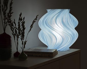 Fractal Wave Lamp - Organic 3D Printed Table Lamp With Blue