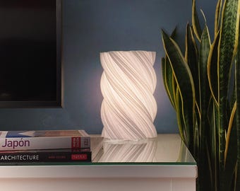 Fractal Tube Lamp - Organic 3D Printed Table Lamp with White Recycled Plastic - Modern Eco-Friendly Home Decor, Night Light