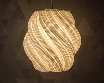 Fractal Spiral Lamp - Organic 3D Printed Hanging Lamp with White Recycled Plastic - Modern Eco-Friendly Home Decor, Night Light