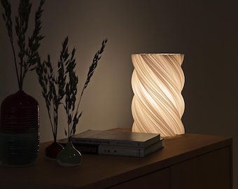 Fractal Tube Lamp - Organic 3D Printed Table Lamp with White Recycled Plastic - Modern Eco-Friendly Home Decor, Night Light