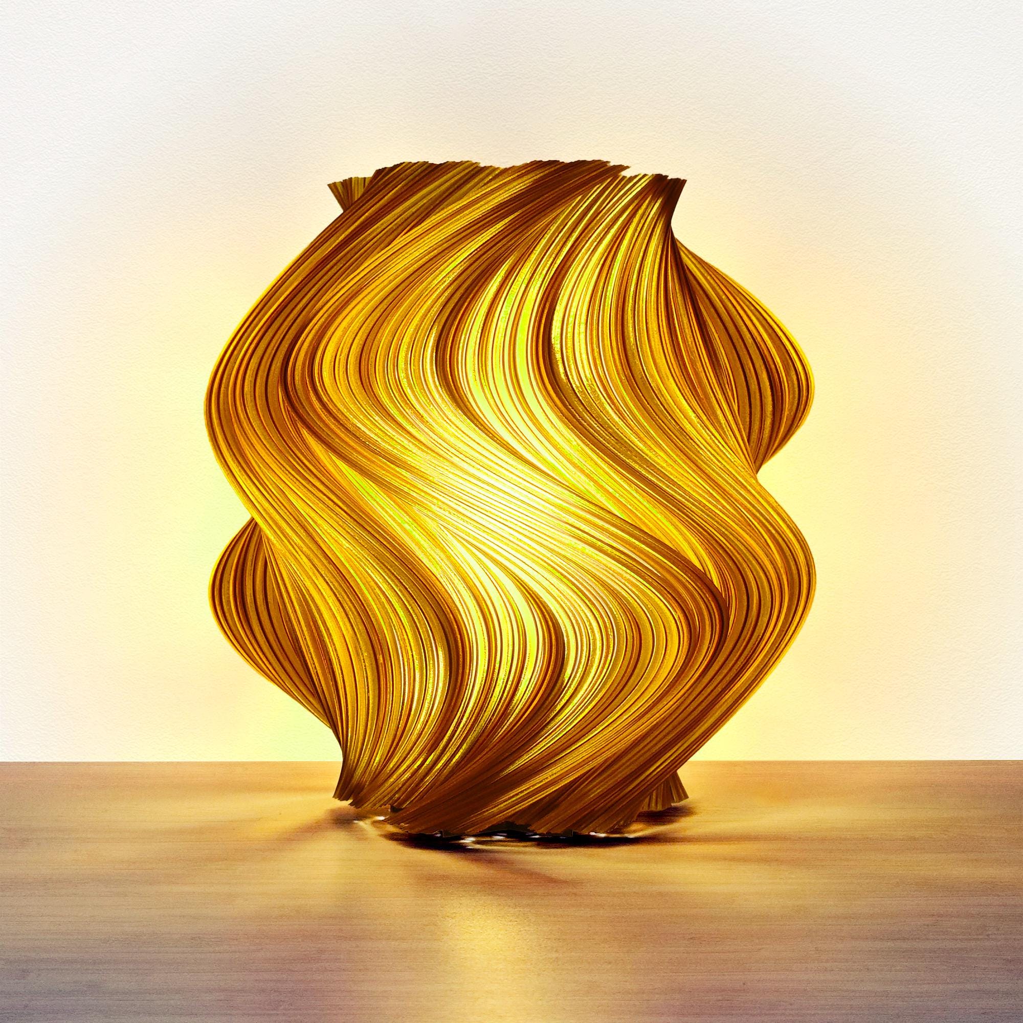 Fractal Wave Lamp - Organic 3D Printed Table Lamp With White