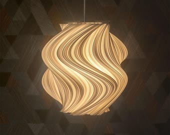 Fractal Wave Lamp - Organic 3D Printed Hanging Lamp with White Recycled Plastic - Modern Eco-Friendly Home Decor, Night Light