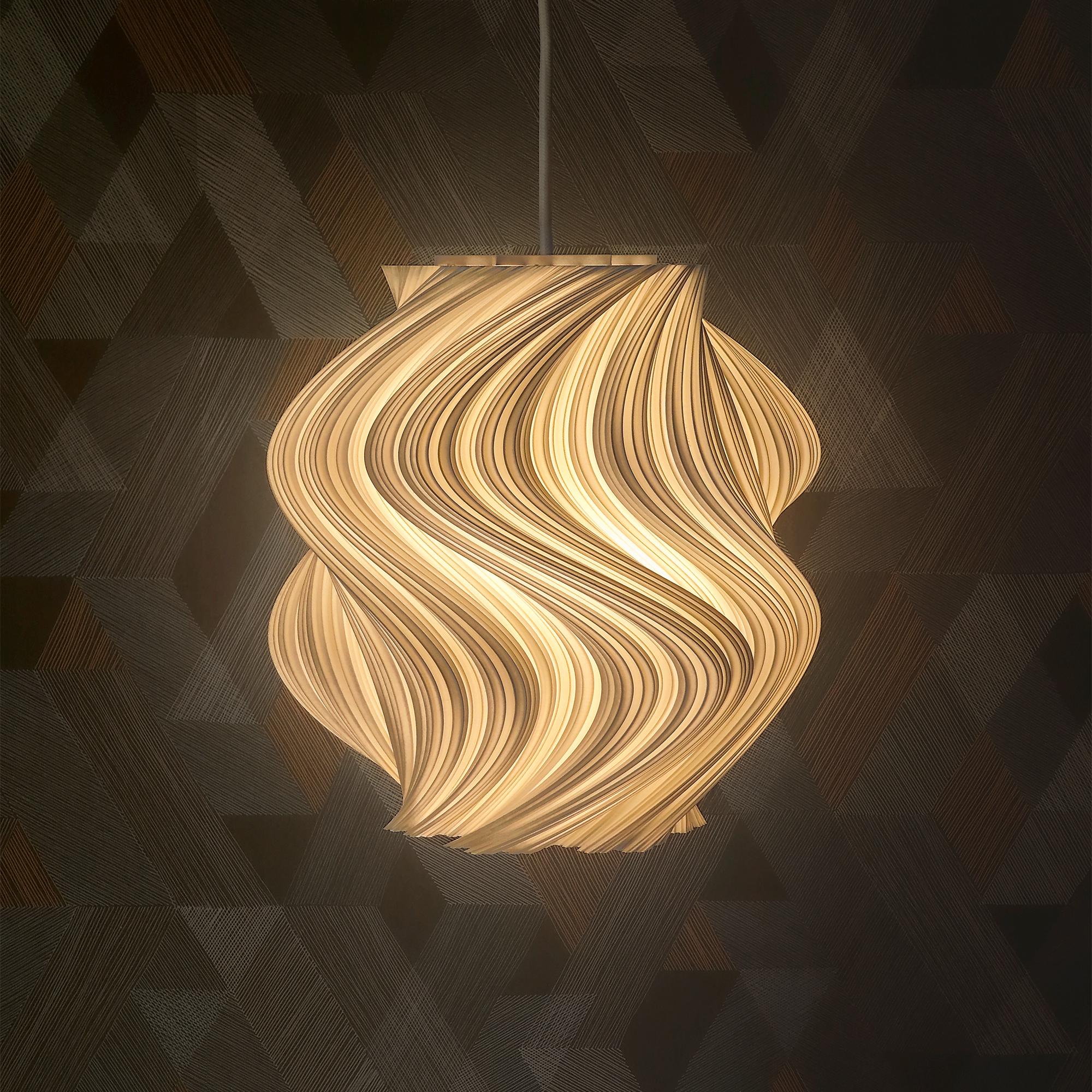 Fractal Wave Lamp - Organic 3D Printed Hanging Lamp With White