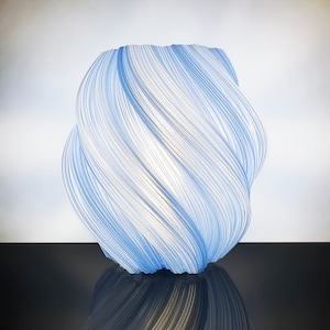 Fractal Spiral Lamp - Organic 3D Printed Table Lamp with Blue Recycled Plastic - Modern Eco-Friendly Home Decor, Night Light