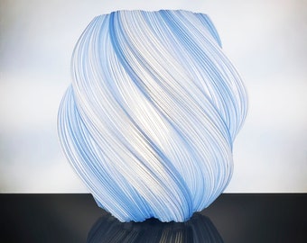 Fractal Spiral Lamp - Organic 3D Printed Table Lamp with Blue Recycled Plastic - Modern Eco-Friendly Home Decor, Night Light