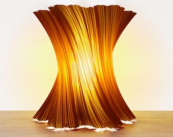 Lâmpada Fractal Vortex - Abajur orgânico impresso em 3D com plástico reciclado âmbar - Decoração de casa moderna e ecológica, luz noturna