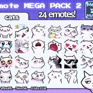 Funny Cat Emotes PACK 2 | 24 emotes inside | Kitties MEGA pack | Emotes for Twitch and Discord