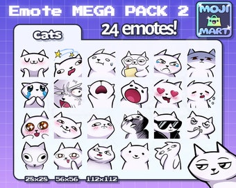 Funny Cat Emotes PACK 2 | 24 emotes inside | Kitties MEGA pack | Emotes for Twitch and Discord
