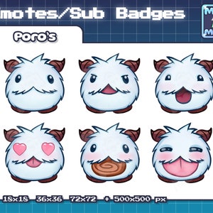 Poro&#39;s | Sub Badges for Twitch | Discord | Kick | Cute Emoji | Bits Badge