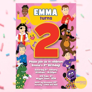 The Wiggles Birthday Invitations | Made to Order | Digital Download | Customisable | Personalised Children&#39;s Party Invite