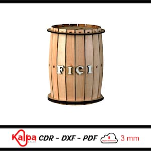 Salvadanaio a forma di barile di legno - Salvadanaio puzzle 3D - File DXF/SVG tagliati al laser - Giocattolo fai da te e idea regalo - Compatibile con CNC