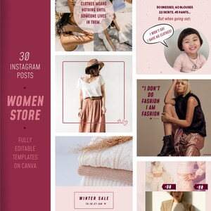30 Instagram Canva Templates | Instagram Post Templates | Aesthetic Template | Instagram Template | Theme Rose |