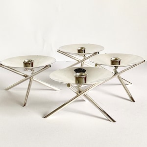 Carl Christiansen Tripod Style Candleholders, Danish Silver Candlestick, Taper Candles, Mid Century Modern Scandinavian Home Decor, Gift Set