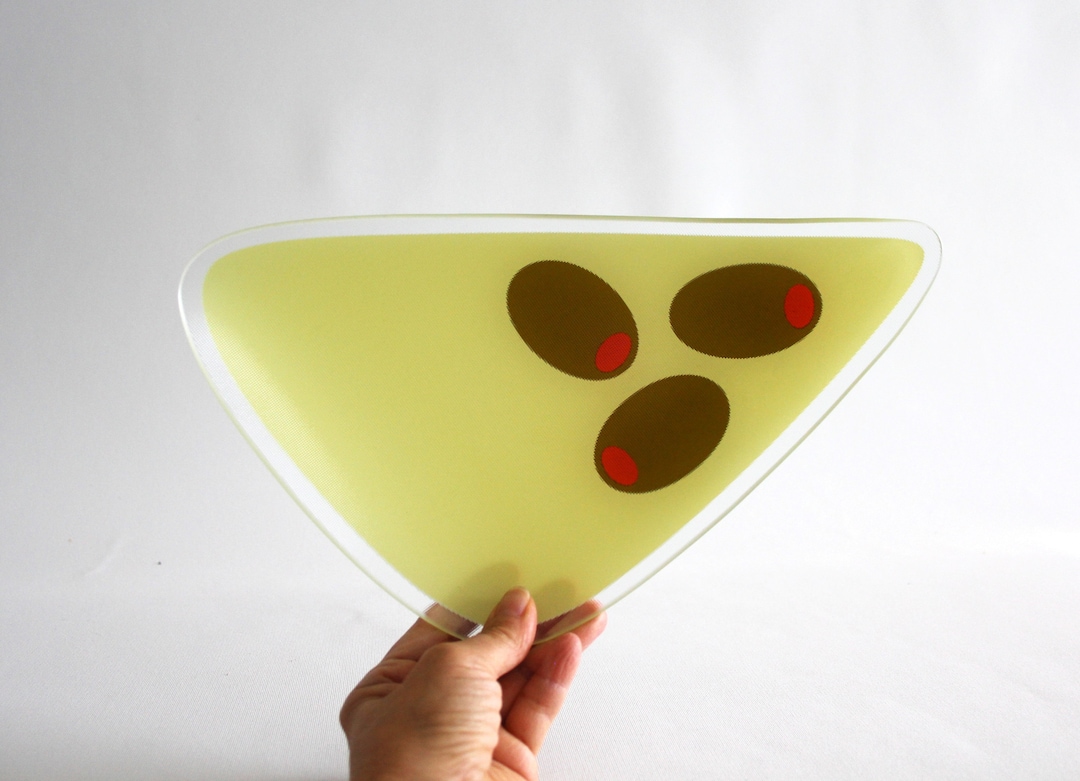 Joseph Joseph Olive Tray UK 2002 Vintage Glass Serving Tray Olive Motif