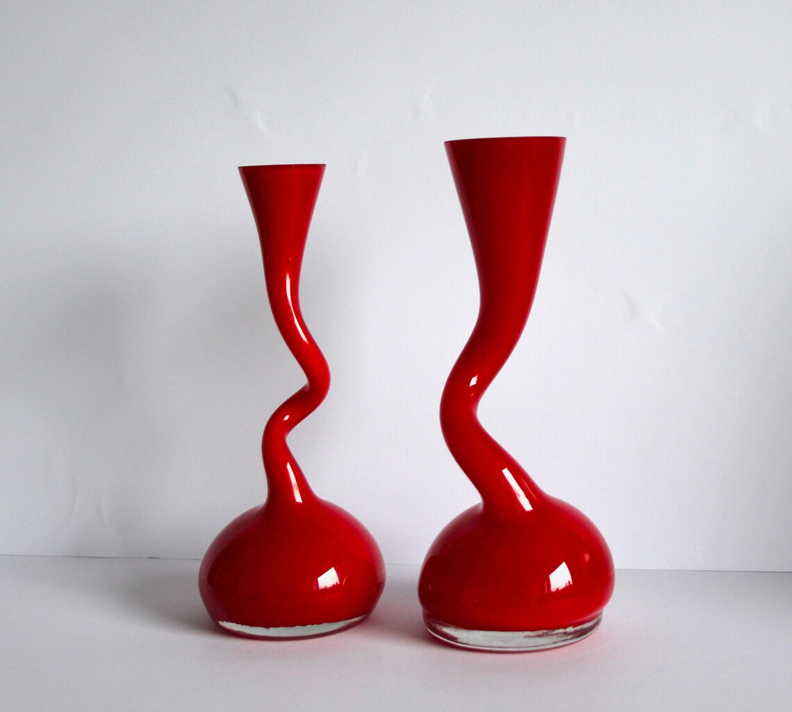 Normann Copenhagen Red Glass Swing Vases Vintage Red Glass Etsy