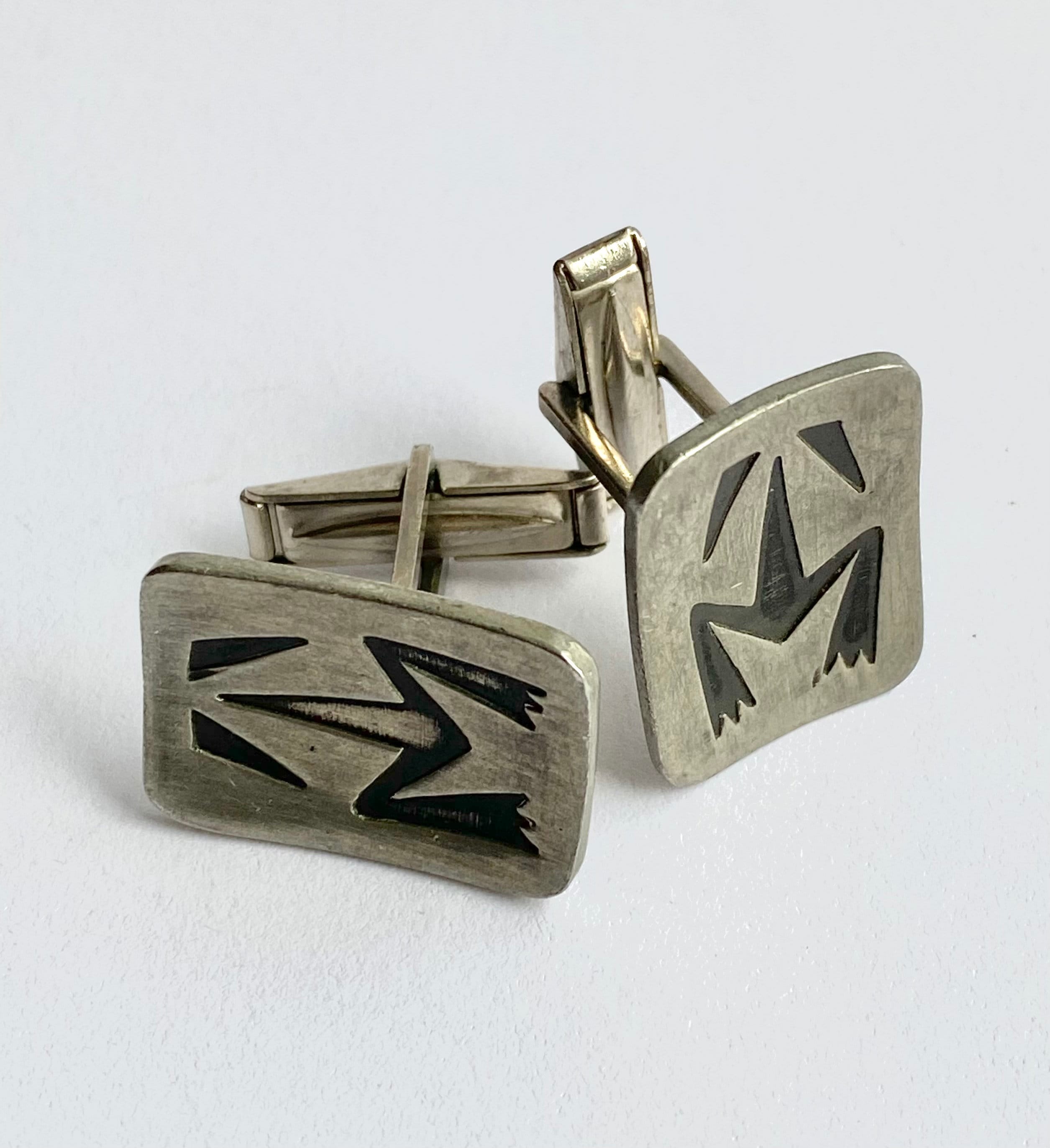 アクセサリー OLDMAN Jorgen Jensen Pewter Cufflinks, Vintage Danish Men's Fashion