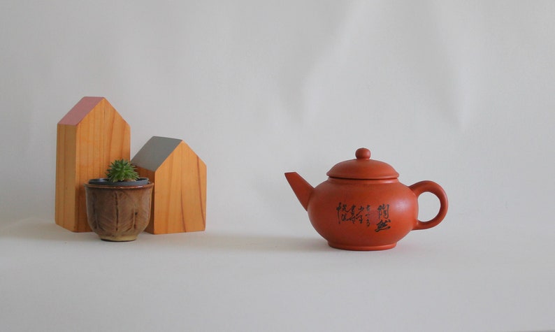 Yixing Chinese Clay Teapot, Small Vintage Pottery Teapot, Fall Cozy Home Decor, Gifts for Tea Lovers, Tea Gift Ideas, Chinese Teaware, Retro image 2