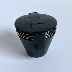 Tazze con staffa vintage danesi, stoviglie da viaggio in acciaio inossidabile, idee regalo per lo sposo, moderno di metà secolo, bicchierini da caccia, custodia in pelle