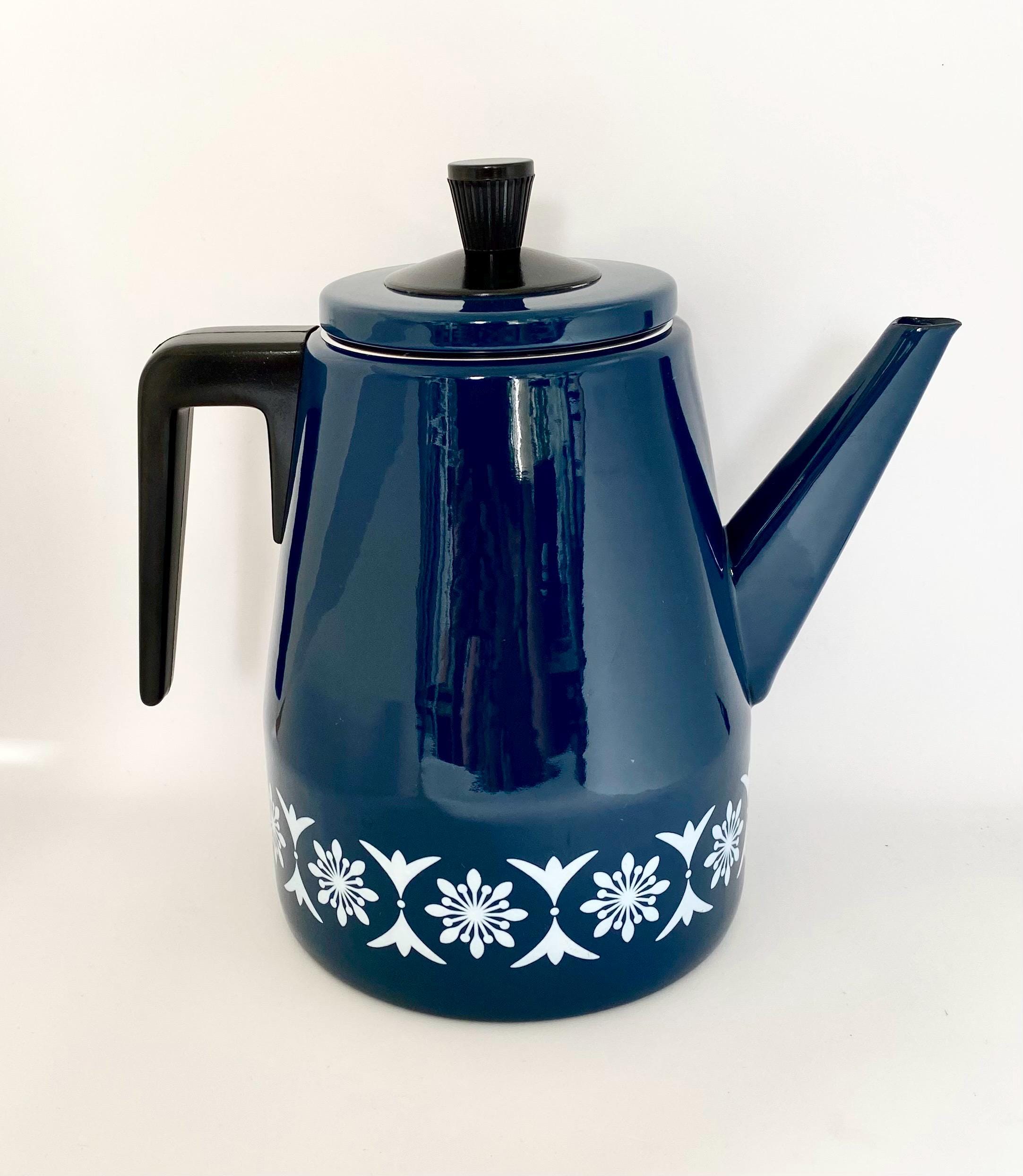 Vintage Danish Enamel Coffee Pot, Mid Century Modern Kitchenware, Retro ...