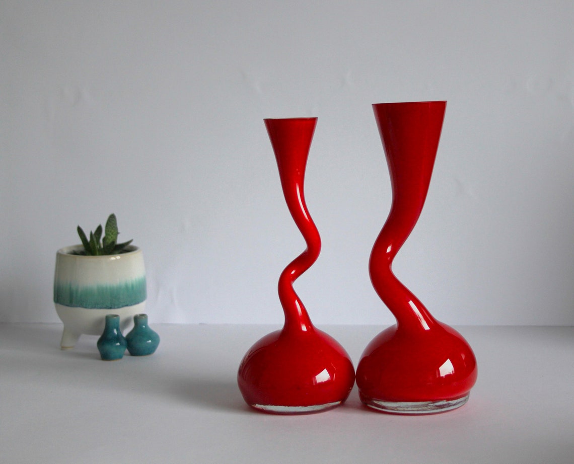 Normann Copenhagen Red Glass Swing Vases Vintage Red Glass Etsy