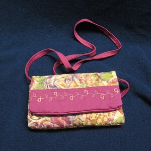 Rust and Beige Quilted Wallet/Shoulder Bag with Adjustable Strap