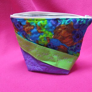 Blue Green Floral Cosmetic Bag