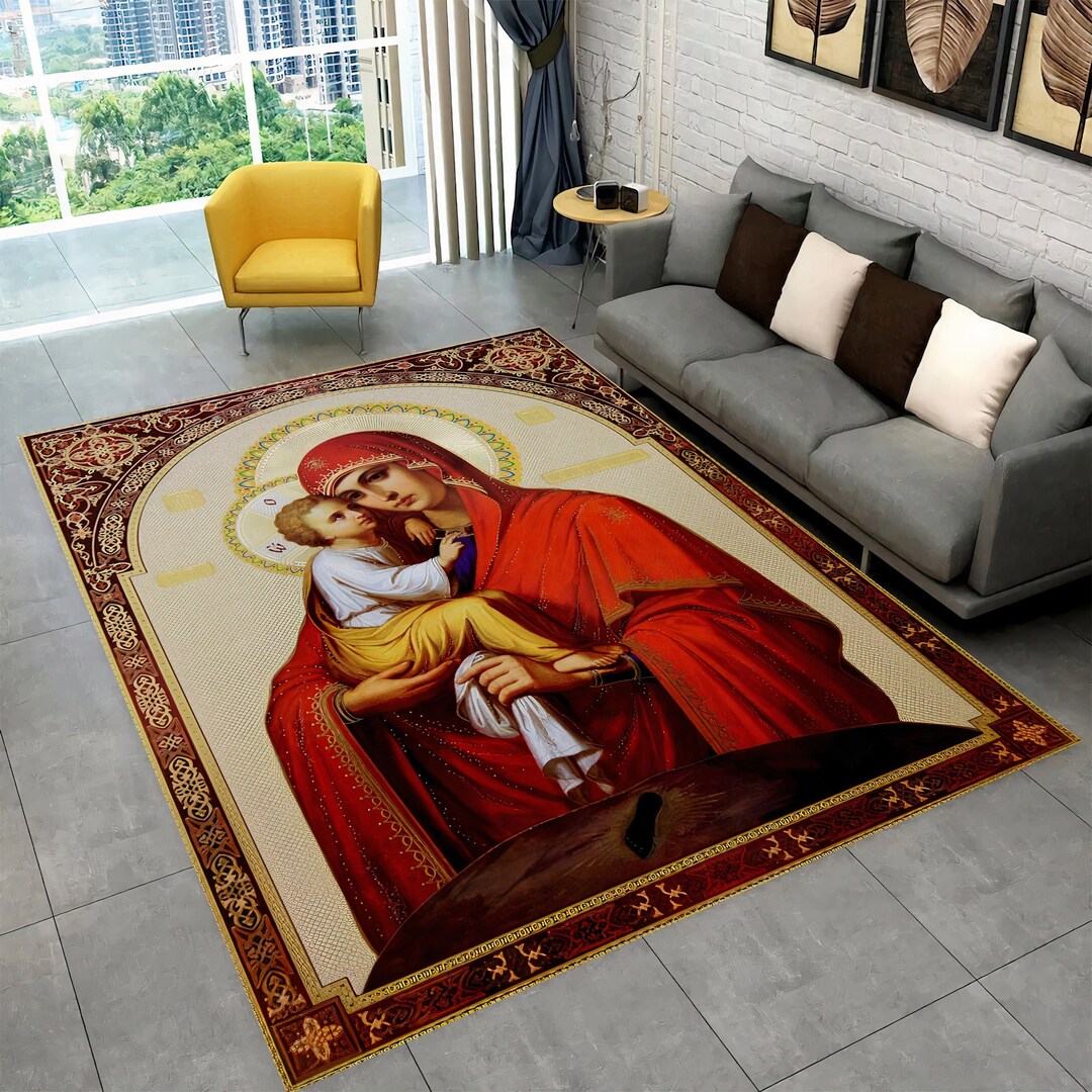 Mary and Jesus, Mary and Baby, Christian, Cross, Christian Rug