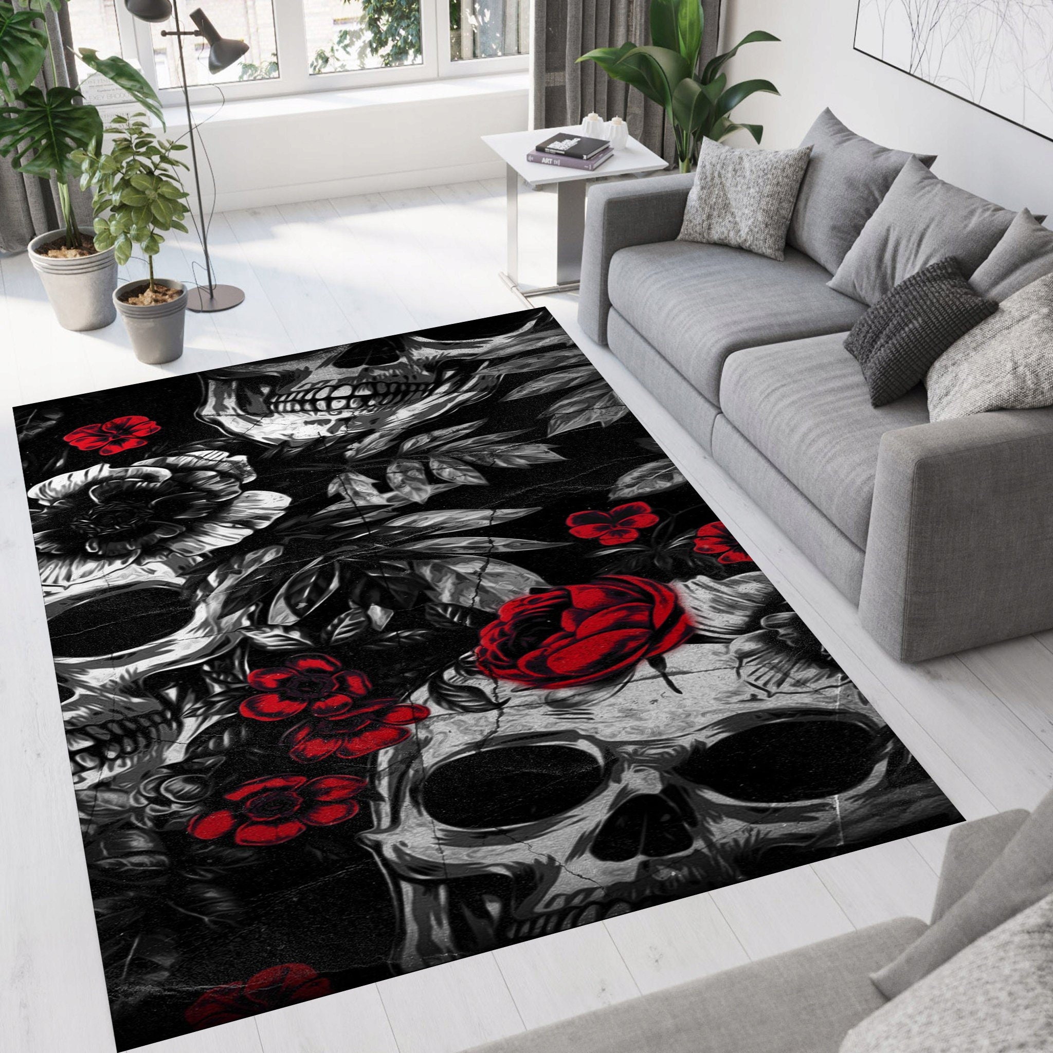 Discover Skull Rug, Sugar Skull Rug, Colorful Rug, Gaming Room Rug, Gamer Rug, Popular Rug,Themed Rug,Cool Rug,Housewarming Gift,Non Slip,Drawing Rug