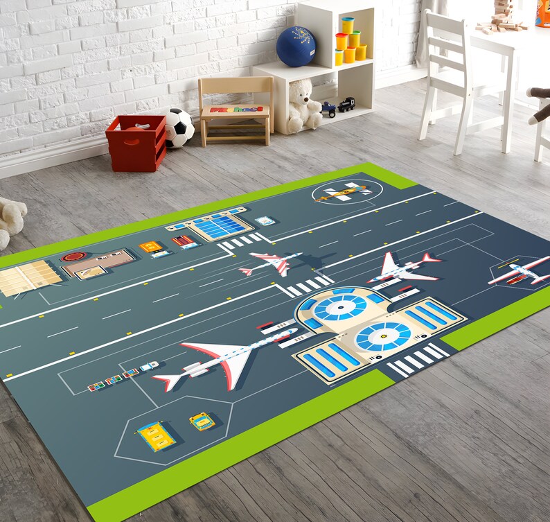 Airport Map Rugrunway Rug Airport Decor Rugaviation - Etsy
