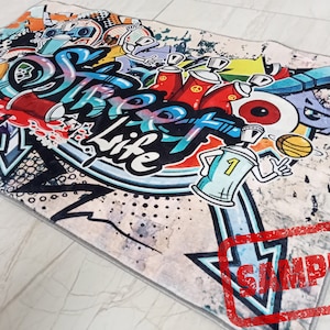 Graffiti,graffiti Rug, Unique Rug,living Room,colorful Rugs,abstract ...