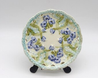 Art Nouveau Vintage Villeroy & Boch Majolica Hand Painted Plate Pansy
