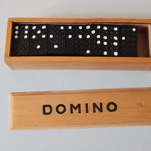 antique domino game classic black in wooden box