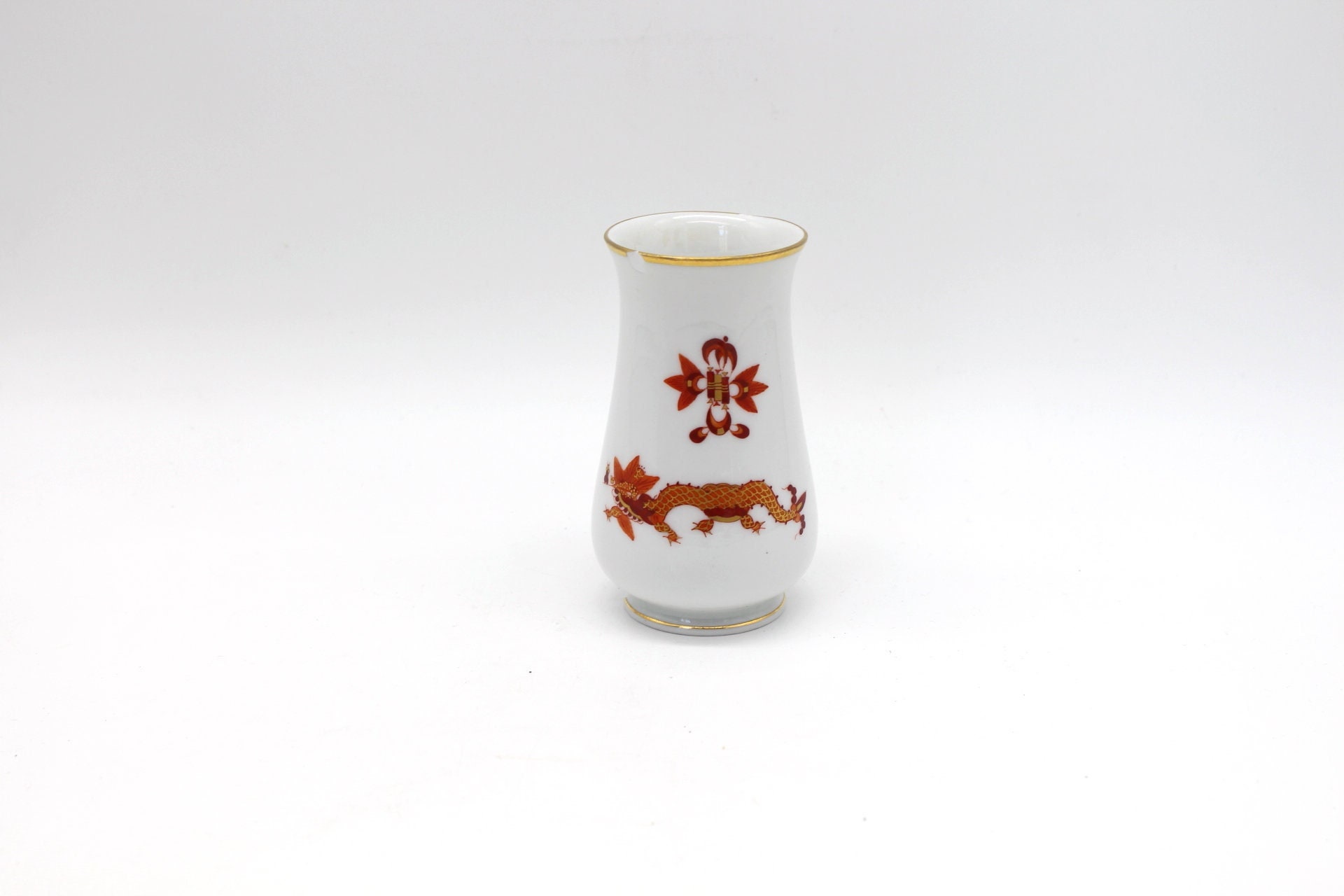 Cloche De Noël Meissen – Porcelaine – Dragon Rouge – 4,5 Cm – Rare
