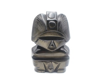 ヴィンテージ マヤ アステカ 戦士の頭 2体 * 石像 ソリッド