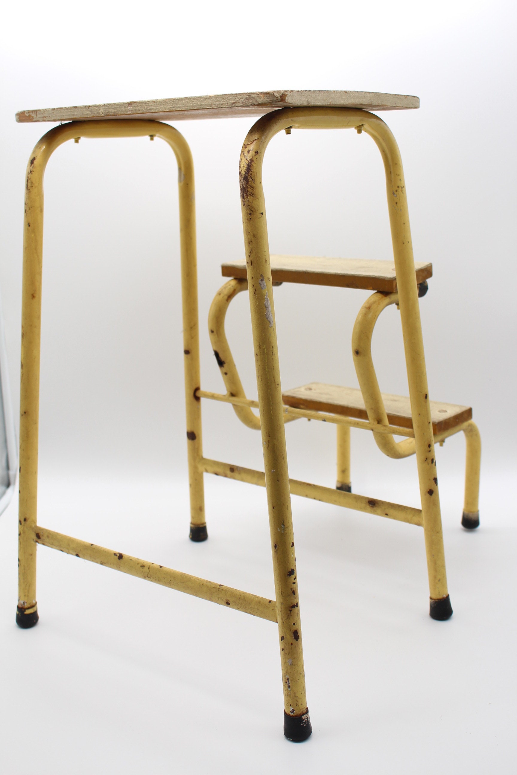 Vintage Stylish Stepladder Stool Folding Step Tubular Etsy