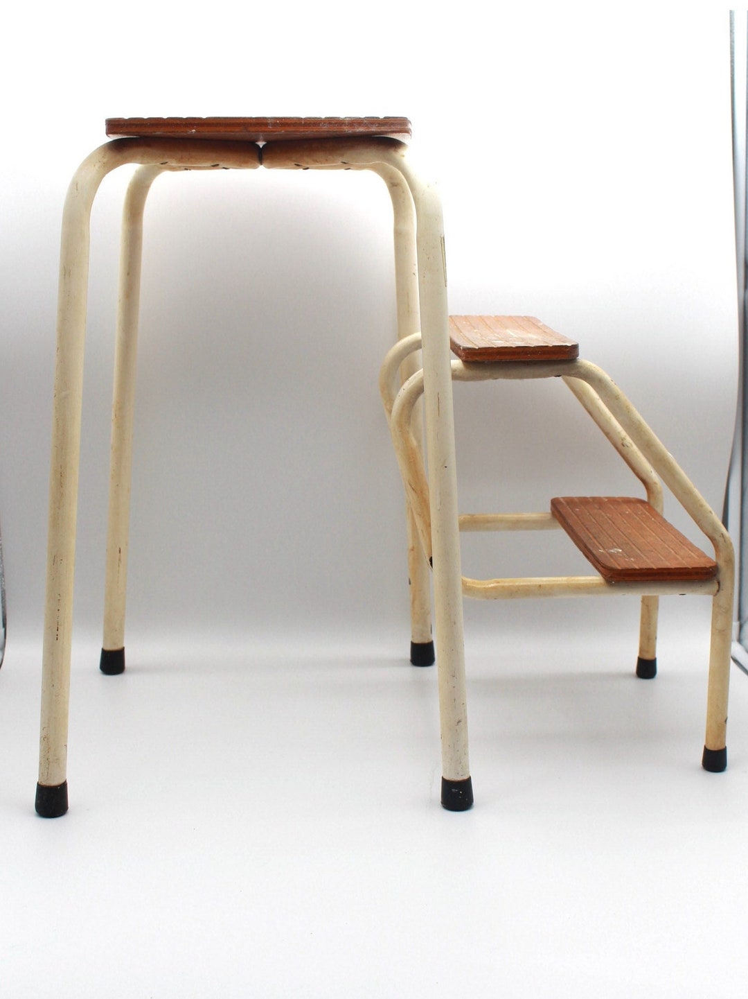Vintage Stylish Stepladder Stool Folding Step Tubular Etsy
