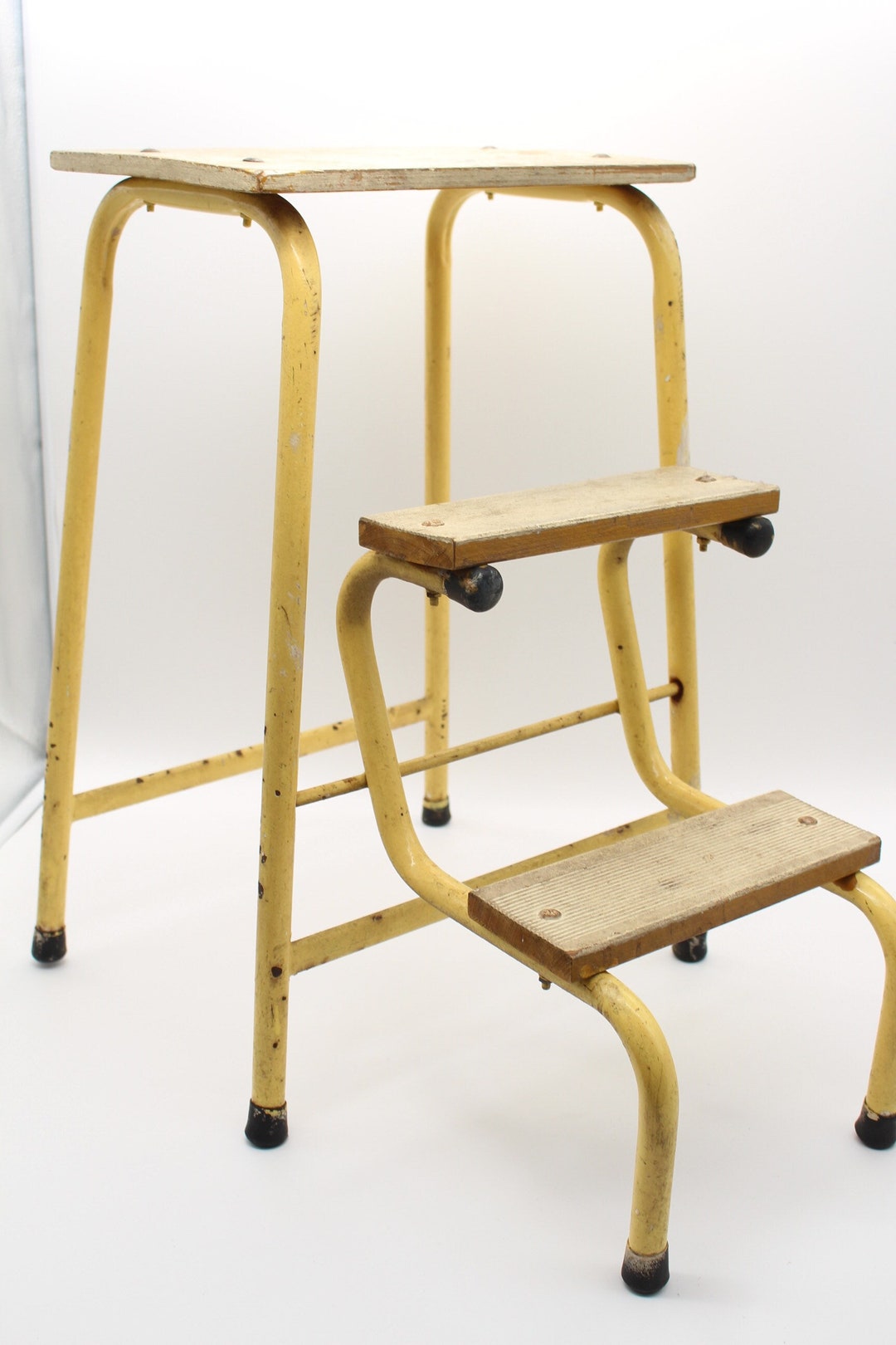 Vintage Stylish Stepladder Stool Folding Step Tubular Etsy