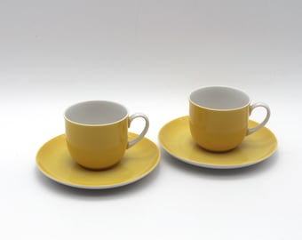 2 tazas de espresso / moca Arzberg + fondo colori amarillo