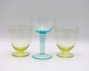 Vintage IKEA Pralin Pink Geätzte Weingläser - Set mit 6
