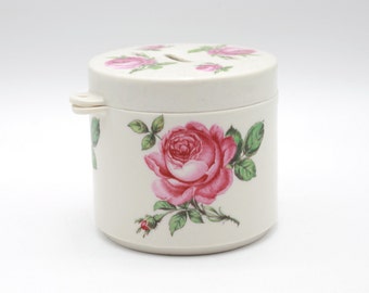 Salvadanaio Capodimonte con coperchio decoro rose (attenzione serratura difettosa)