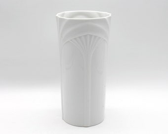 ヴィンテージ花瓶 Hutschenreuther 磁器製 白レリーフ花瓶 23.5 cm