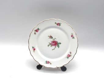 Rosenthal porcelain antique plate moss rose wavy edge gold rim