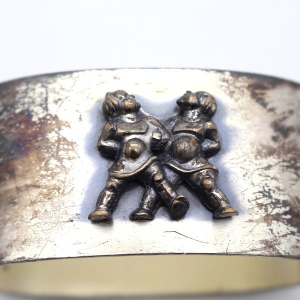 charmanter vintage Servietten Ring silbern mit Kindermotiv Wilhelm Busch