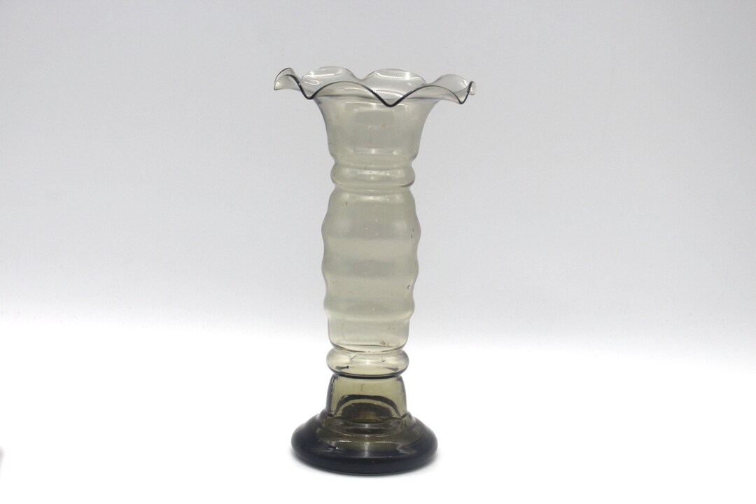 Gray Glass Vase Lauscha Thin Glass Vase From the 70s Etsy