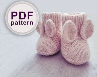 Knitting Pattern Baby Booties, knitting pattern Booties Bunny Ears, pdf knit pattern,  Baby Bunny Boots Knitting Patterns for Babies