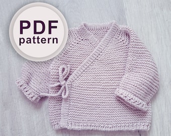 Stickmönster babyjacka PDF – Enkel stickad kofta för flickor och småbarn (0–4 år) – Mönster för babytröja – Direkt nedladdning