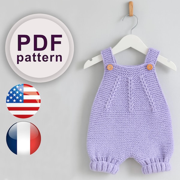 Stickmönster för babysparkdräkt i PDF-format, DIY-handledning för handgjorda sparkdräkter, stickmönster, direktnedladdning 0-4 år. Sparkdräkt för nybörjare, engelska
