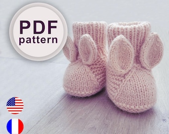 Knitting Pattern PDF Baby Booties Bunny, knitting pattern for baby, pdf knit pattern,  Bootie Pattern, Knitting Patterns Babies 0-18 months